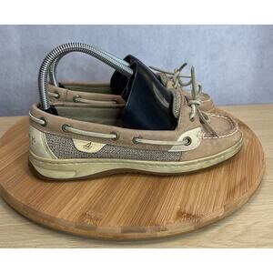 Sperry Top-Sider Womens Angelfish Linen Oat Leather Boat Shoes Size 6.5M